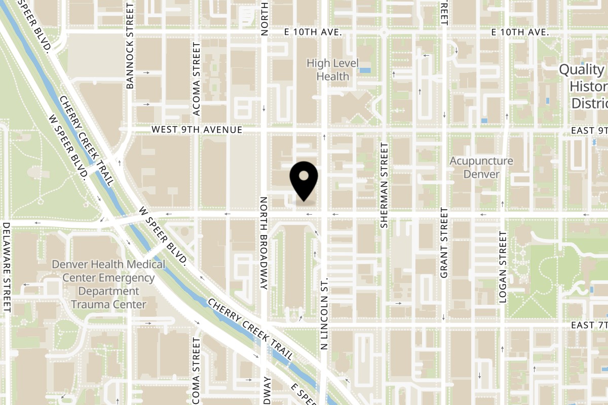 Map showing the location of Soul and Wok on 776 Lincoln St in Denver